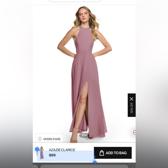 AZAZIE CLARICE
Vintage Mauve A-Line Halter Chiffon Dress - Picture 1 of 2